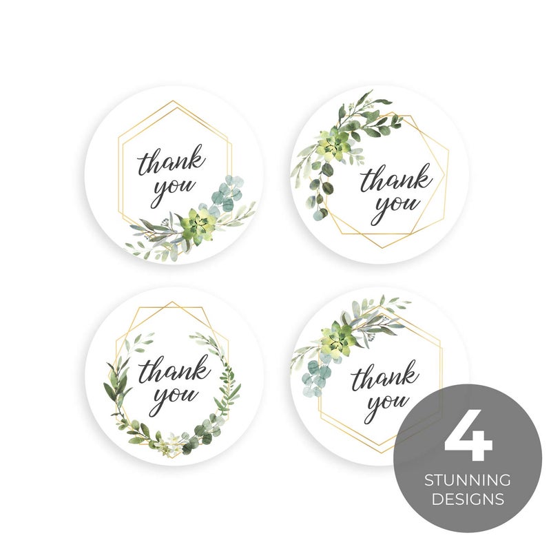 SBlabels Greenery Frames Thank You Stickers / 4 Alternating Designs / 500 Boho Thanks Stickers / 1.5" Greenery Floral Labels - Made in USA - Image 5